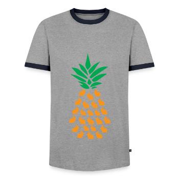 Ananas Häschen - Männer Kontrast-T-Shirt - Grau/Navy  - Vorne - AI Model Female 172 light (172cm) & AI Model Male 178 light (178cm)