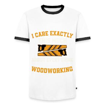 Woodworker Gift - Men's Ringer Shirt - white/black - Front - AI Model Female 172 light (172cm) & AI Model Male 178 dark (178cm)
