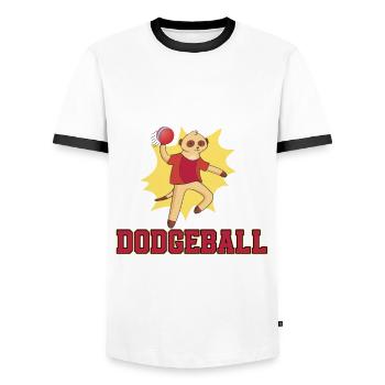Dodgeball Shirt Boys - Men's Ringer Shirt - white/black - Front - AI Model Female 172 light (172cm) & AI Model Male 178 dark (178cm)