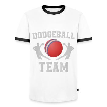 Dodgeball Team - Men's Ringer Shirt - white/black - Front - AI Model Female 172 light (172cm) & AI Model Male 178 dark (178cm)