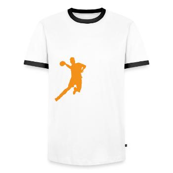Chemise de joueur de Dodgeball - T-shirt contrasté Homme - blanc/noir - Devant - AI Model Female 172 light (172cm) & AI Model Male 178 dark (178cm)