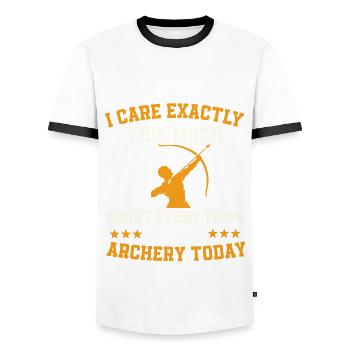 Archery Gift Idea - Men's Ringer Shirt - white/black - Front - AI Model Female 172 light (172cm) & AI Model Male 178 dark (178cm)