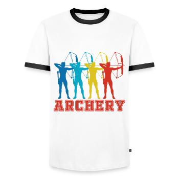 Archerie - T-shirt contrasté Homme - blanc/noir - Devant - AI Model Female 172 light (172cm) & AI Model Male 178 dark (178cm)