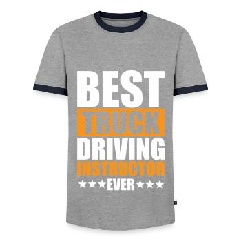 Bester LKW Fahrlehrer - Männer Kontrast-T-Shirt - Grau/Navy  - Vorne - AI Model Female 172 light (172cm) & AI Model Male 178 light (178cm)