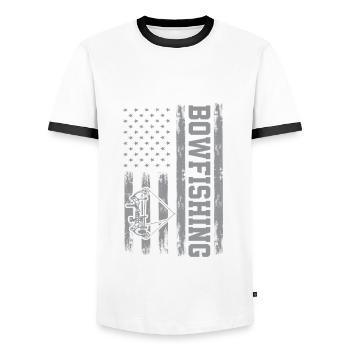 Bogenfischen Amerika - Männer Kontrast-T-Shirt - Weiß/Schwarz - Vorne - AI Model Female 172 light (172cm) & AI Model Male 178 dark (178cm)