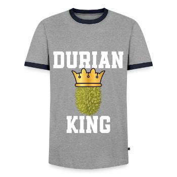 Durian King - Men's Ringer Shirt - grey/navy  - Front - AI Model Female 172 light (172cm) & AI Model Male 178 light (178cm)