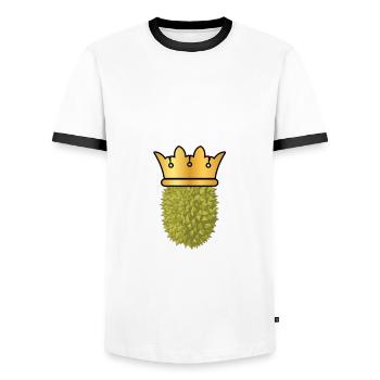 Durian King - Men's Ringer Shirt - white/black - Front - AI Model Female 172 light (172cm) & AI Model Male 178 dark (178cm)