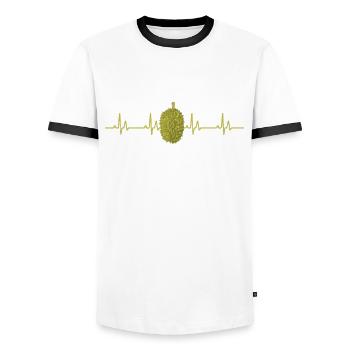 Durian - Men's Ringer Shirt - white/black - Front - AI Model Female 172 light (172cm) & AI Model Male 178 dark (178cm)