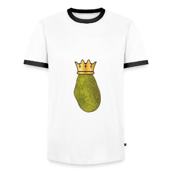 Jackfruit Queen - Men's Ringer Shirt - white/black - Front - AI Model Female 172 light (172cm) & AI Model Male 178 dark (178cm)