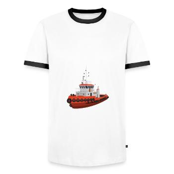 Schleppschiff - Männer Kontrast-T-Shirt - Weiß/Schwarz - Vorne - AI Model Female 172 light (172cm) & AI Model Male 178 dark (178cm)