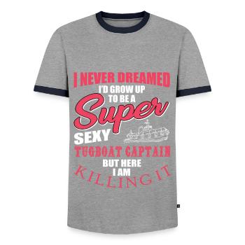 Capitaine de remorqueur - T-shirt contrasté Homme - gris/marine  - Devant - AI Model Female 172 light (172cm) & AI Model Male 178 light (178cm)