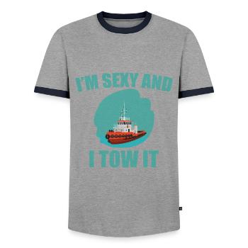 Drôle de chemise de remorqueur - T-shirt contrasté Homme - gris/marine  - Devant - AI Model Female 172 light (172cm) & AI Model Male 178 light (178cm)