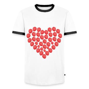 Lychee heart shape - Men's Ringer Shirt - white/black - Front - AI Model Female 172 light (172cm) & AI Model Male 178 dark (178cm)