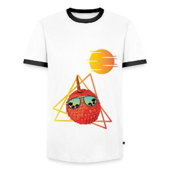 80s lychee - Men's Ringer Shirt - white/black - Front - AI Model Female 172 light (172cm) & AI Model Male 178 dark (178cm)