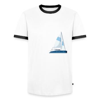 Catamaran - Men's Ringer Shirt - white/black - Front - AI Model Female 172 light (172cm) & AI Model Male 178 dark (178cm)