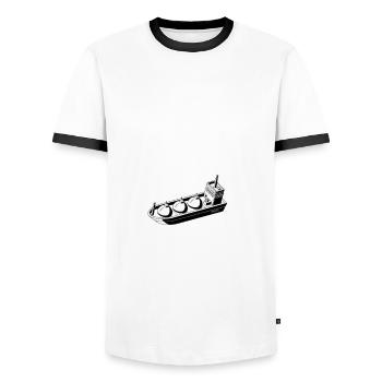 Capitaine de méthanier - T-shirt contrasté Homme - blanc/noir - Devant - AI Model Female 172 light (172cm) & AI Model Male 178 dark (178cm)