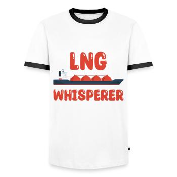 Chuchoteur de GNL - T-shirt contrasté Homme - blanc/noir - Devant - AI Model Female 172 light (172cm) & AI Model Male 178 dark (178cm)