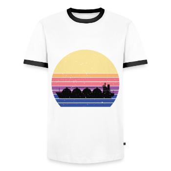 Méthanier rétro - T-shirt contrasté Homme - blanc/noir - Devant - AI Model Female 172 light (172cm) & AI Model Male 178 dark (178cm)