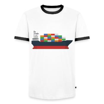 Porte-conteneurs - T-shirt contrasté Homme - blanc/noir - Devant - AI Model Female 172 light (172cm) & AI Model Male 178 dark (178cm)