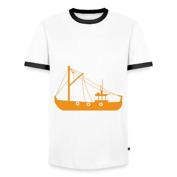 Fischkutter Fischen - Männer Kontrast-T-Shirt - Weiß/Schwarz - Vorne - AI Model Female 172 light (172cm) & AI Model Male 178 dark (178cm)