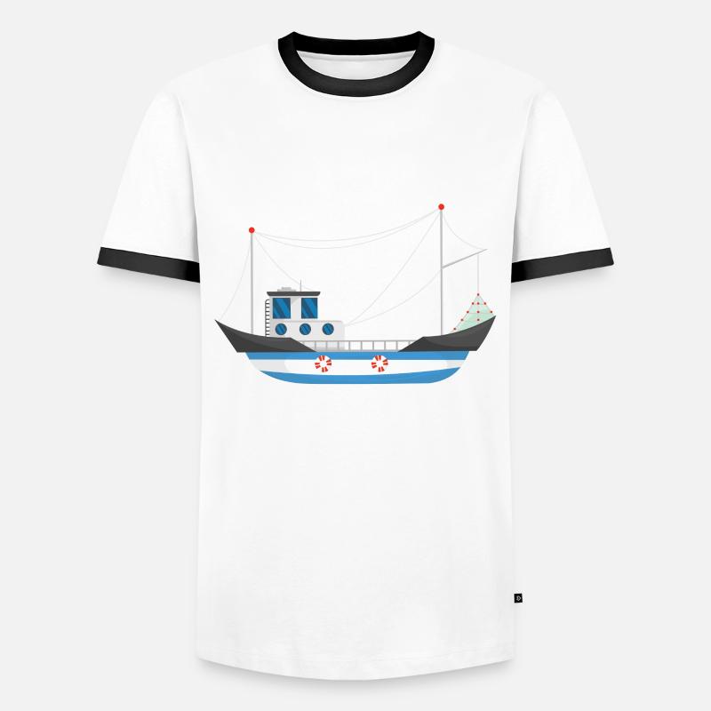Fischkutter - Männer Kontrast-T-Shirt - Weiß/Schwarz