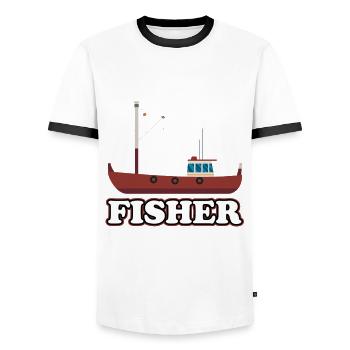 Fischer - Männer Kontrast-T-Shirt - Weiß/Schwarz - Vorne - AI Model Female 172 light (172cm) & AI Model Male 178 dark (178cm)