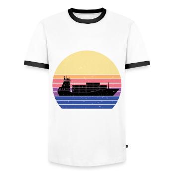 Navire d’alimentation - T-shirt contrasté Homme - blanc/noir - Devant - AI Model Female 172 light (172cm) & AI Model Male 178 dark (178cm)
