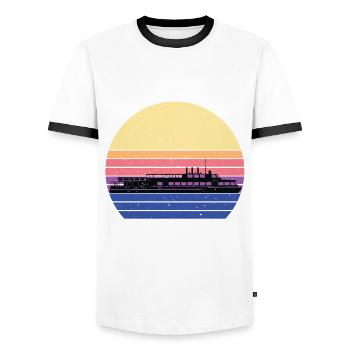 Ferry Rétro Ferry - T-shirt contrasté Homme - blanc/noir - Devant - AI Model Female 172 light (172cm) & AI Model Male 178 dark (178cm)