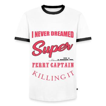 Capitaine du ferry - T-shirt contrasté Homme - blanc/noir - Devant - AI Model Female 172 light (172cm) & AI Model Male 178 dark (178cm)