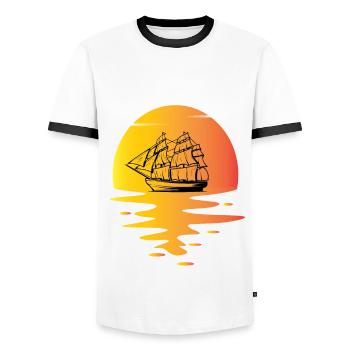 Voilier Vintage - T-shirt contrasté Homme - blanc/noir - Devant - AI Model Female 172 light (172cm) & AI Model Male 178 dark (178cm)