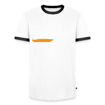 Drôle de bateau à moteur disant - T-shirt contrasté Homme - blanc/noir - Devant - AI Model Female 172 light (172cm) & AI Model Male 178 dark (178cm)