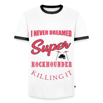 Funny Stone Collector Shirt - Men's Ringer Shirt - white/black - Front - AI Model Female 172 light (172cm) & AI Model Male 178 dark (178cm)