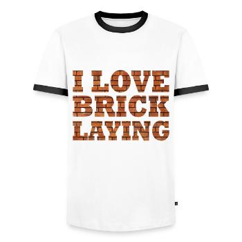 I love bricklayers - Men's Ringer Shirt - white/black - Front - AI Model Female 172 light (172cm) & AI Model Male 178 dark (178cm)