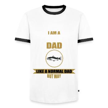 Trout Angler Papa - Men's Ringer Shirt - white/black - Front - AI Model Female 172 light (172cm) & AI Model Male 178 dark (178cm)