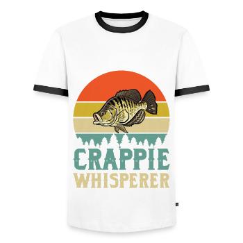 Crappie Flüsterer - Männer Kontrast-T-Shirt - Weiß/Schwarz - Vorne - AI Model Female 172 light (172cm) & AI Model Male 178 dark (178cm)