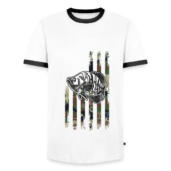 USA Flagge Crappie Fish - Männer Kontrast-T-Shirt - Weiß/Schwarz - Vorne - AI Model Female 172 light (172cm) & AI Model Male 178 dark (178cm)