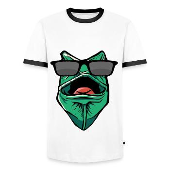 Drôle de gecko avec des lunettes de soleil - T-shirt contrasté Homme - blanc/noir - Devant - AI Model Female 172 light (172cm) & AI Model Male 178 dark (178cm)