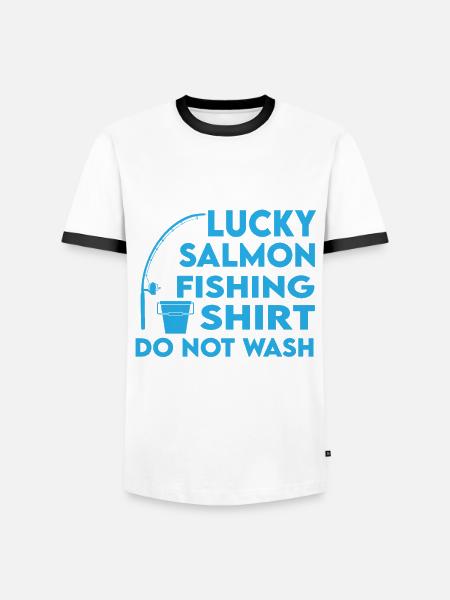 Happy Salmon Fishing Shirt - Men's Ringer Shirt - white/black