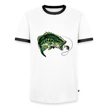 Avez-vous des basses? Chemise de pêche - T-shirt contrasté Homme - blanc/noir - Devant - AI Model Female 172 light (172cm) & AI Model Male 178 dark (178cm)