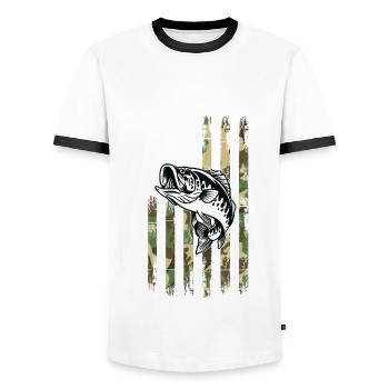 Usa Forellenbarsch Angeln - Männer Kontrast-T-Shirt - Weiß/Schwarz - Vorne - AI Model Female 172 light (172cm) & AI Model Male 178 dark (178cm)