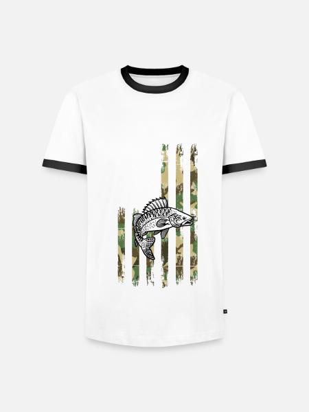USA flag-perch fishing - Men's Ringer Shirt - white/black