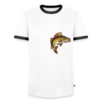 Dear Zander - Men's Ringer Shirt - white/black - Front - AI Model Female 172 light (172cm) & AI Model Male 178 dark (178cm)