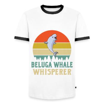 Beluga Whisperer - Men's Ringer Shirt - white/black - Front - AI Model Female 172 light (172cm) & AI Model Male 178 dark (178cm)