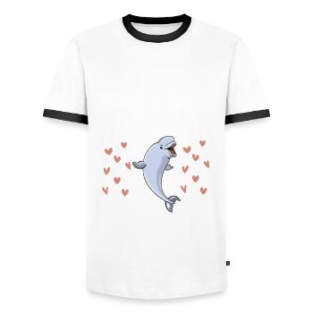 I love Beluga whales - Men's Ringer Shirt - white/black - Front - AI Model Female 172 light (172cm) & AI Model Male 178 dark (178cm)