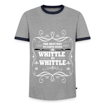Lustiger Schnitzen Spruch - Männer Kontrast-T-Shirt - Grau/Navy  - Vorne - AI Model Female 172 light (172cm) & AI Model Male 178 light (178cm)