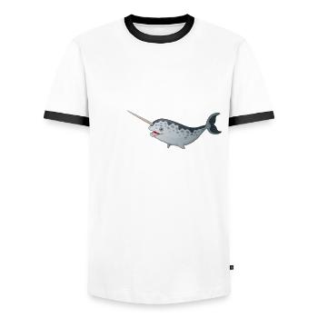 Liebe Narwal - Männer Kontrast-T-Shirt - Weiß/Schwarz - Vorne - AI Model Female 172 light (172cm) & AI Model Male 178 dark (178cm)