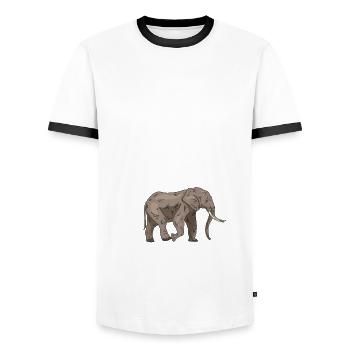 Funny elephant shirt - Men's Ringer Shirt - white/black - Front - AI Model Female 172 light (172cm) & AI Model Male 178 dark (178cm)