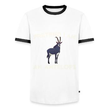 Antelope T-Shirt Gift - Men's Ringer Shirt - white/black - Front - AI Model Female 172 light (172cm) & AI Model Male 178 dark (178cm)