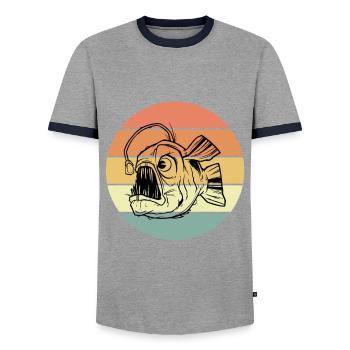 Frogfish - Men's Ringer Shirt - grey/navy  - Front - AI Model Female 172 light (172cm) & AI Model Male 178 light (178cm)