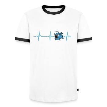 Cool Monkfish Heartbeat Design - Men's Ringer Shirt - white/black - Front - AI Model Female 172 light (172cm) & AI Model Male 178 dark (178cm)